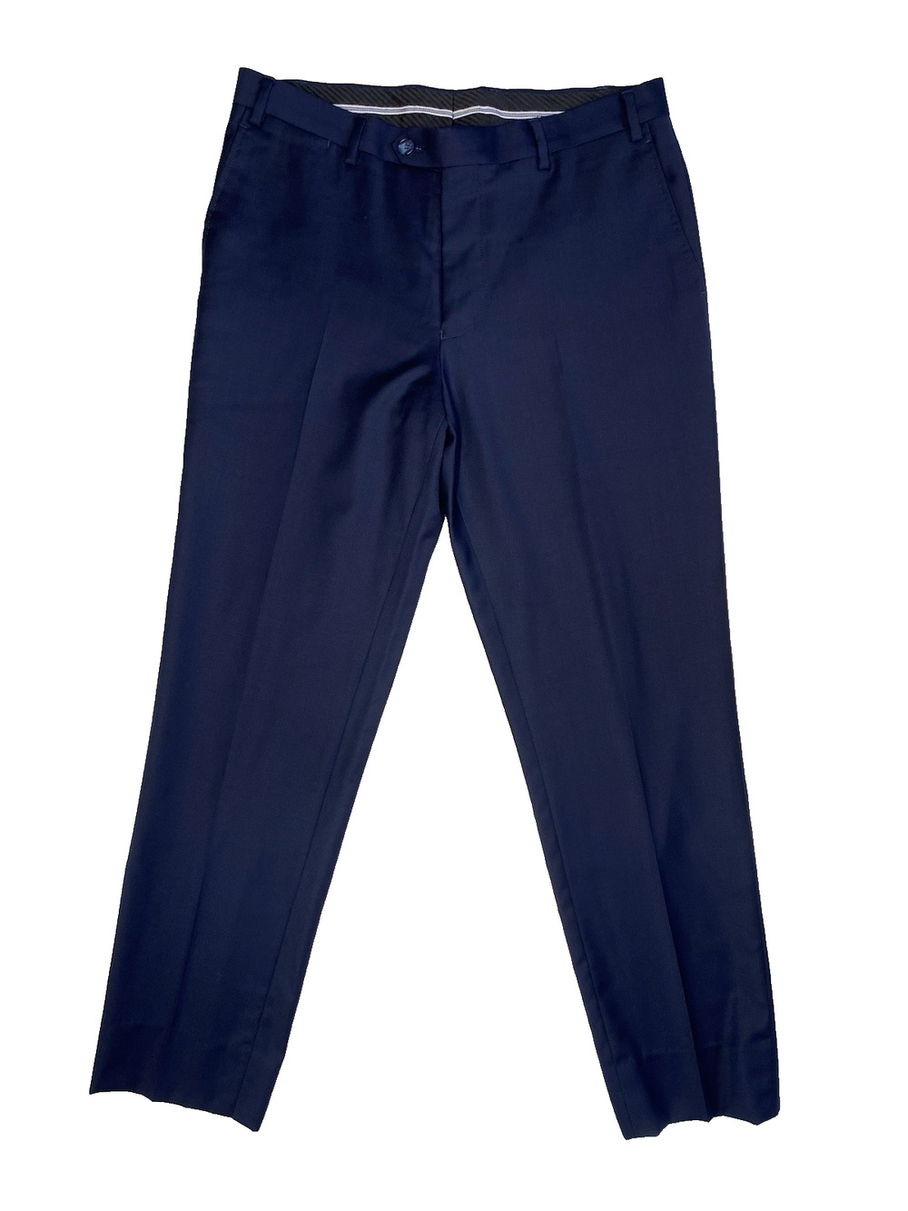 Giovanni Breciani Pants Mens 33R Super 150s Slim Fit Navy Blue Work Dress Slacks
